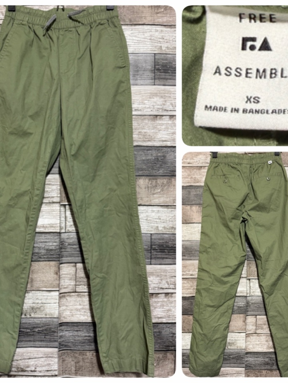 Free Assembly Drawstring Chino Pants Jogger Men’s XS Green (Inseam 30)